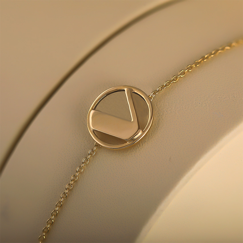 Artsy Gold Alphabet V Bracelet