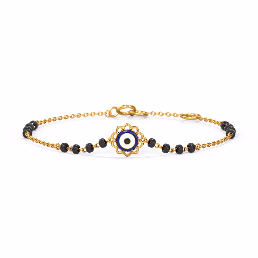 Gold Bracelets 14 Karat Yellow Gold Evil Eye Baby Nazaria Gold Bracelet