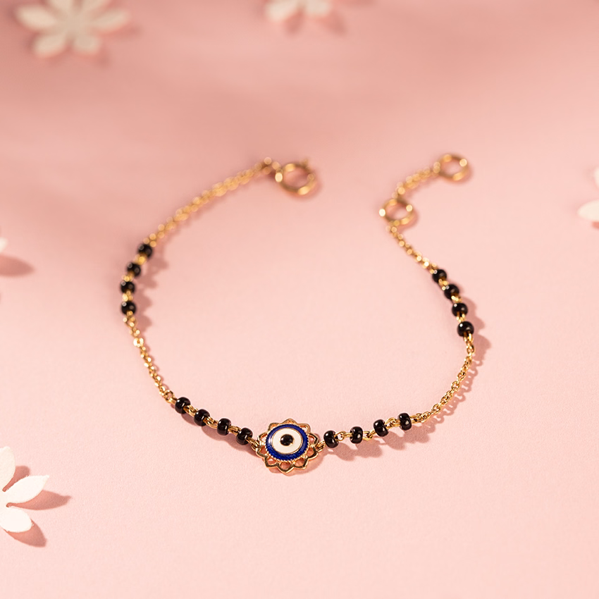 Gold Bracelets 14 Karat Yellow Gold Evil Eye Baby Nazaria Gold Bracelet