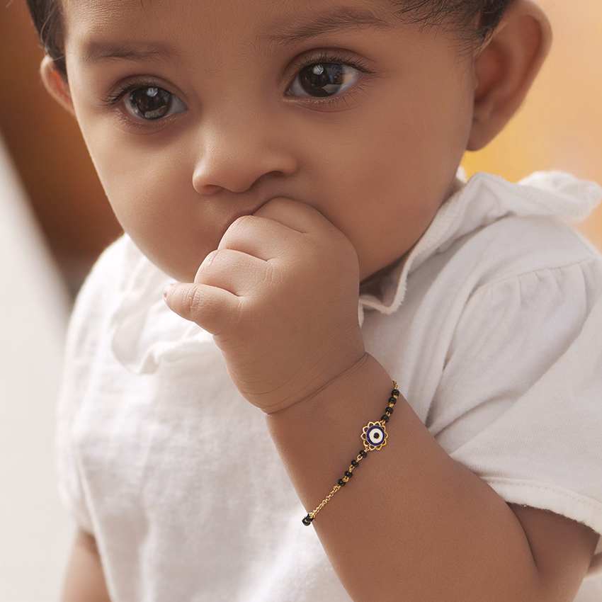 Gold Bracelets 14 Karat Yellow Gold Evil Eye Baby Nazaria Gold Bracelet