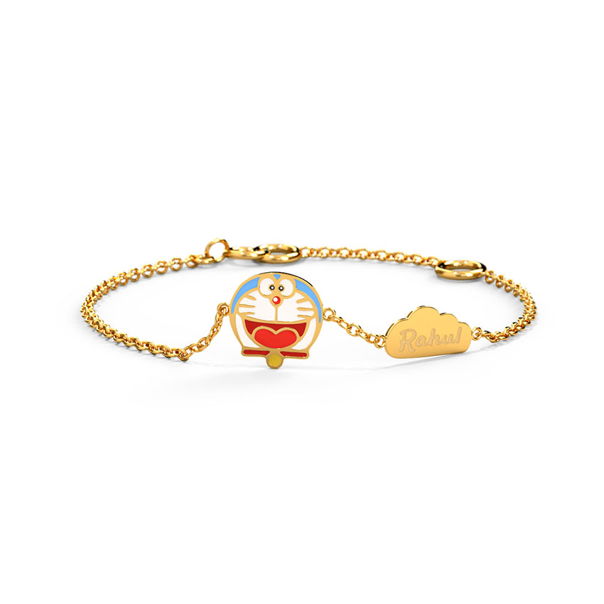Gold,Gemstone Bracelets 14 Karat Yellow Gold Doraemon Personalised Kids' Bracelet