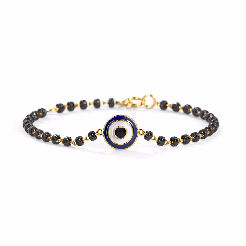 Gold Bracelets 18 Karat Yellow Gold Delicate Circlet Evil Eye Baby Nazaria