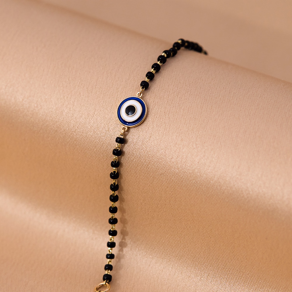 Gold Bracelets 18 Karat Yellow Gold Delicate Circlet Evil Eye Baby Nazaria