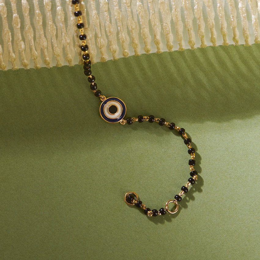 Gold Bracelets 18 Karat Yellow Gold Delicate Circlet Evil Eye Baby Nazaria