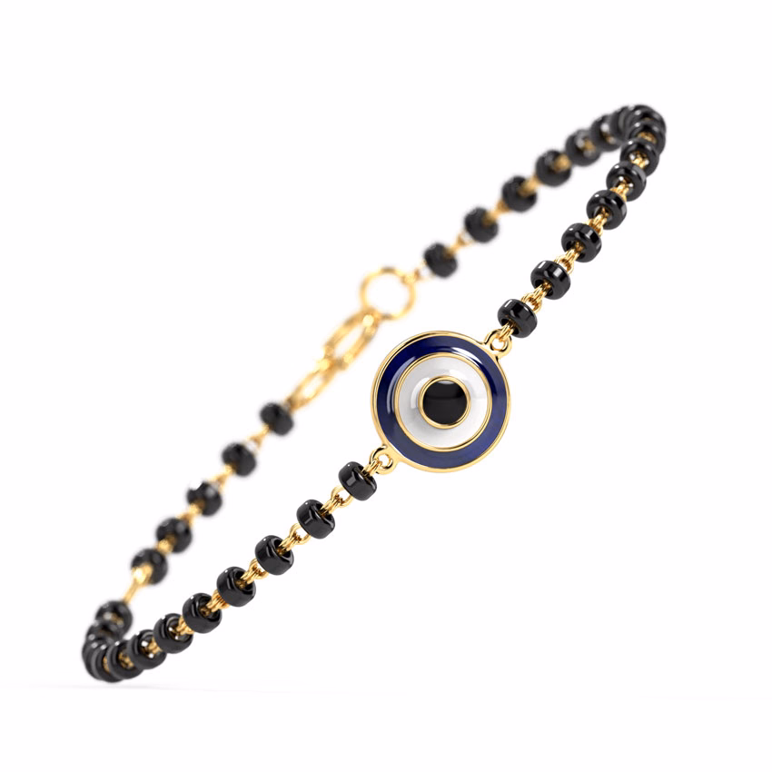 Gold Bracelets 18 Karat Yellow Gold Delicate Circlet Evil Eye Baby Nazaria