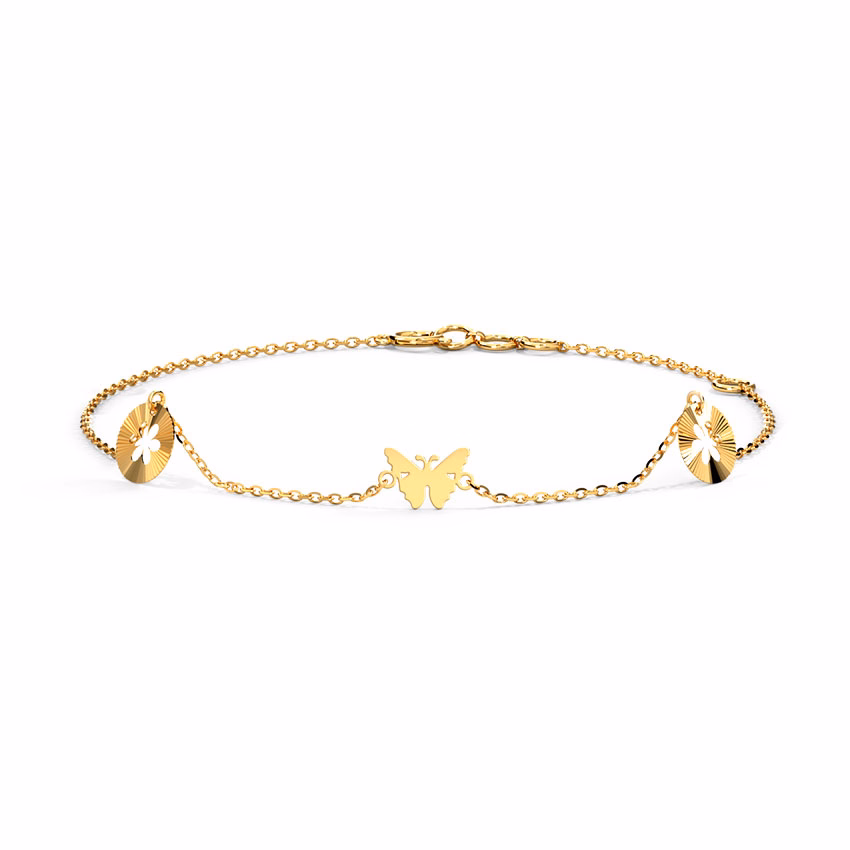 Gold Bracelets 14 Karat Yellow Gold Bloom In Butterfly Gold Chain Bracelet