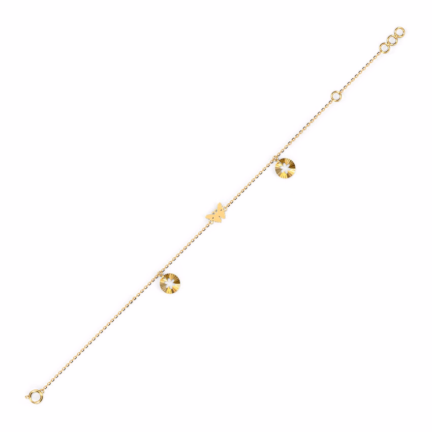 Gold Bracelets 14 Karat Yellow Gold Bloom In Butterfly Gold Chain Bracelet