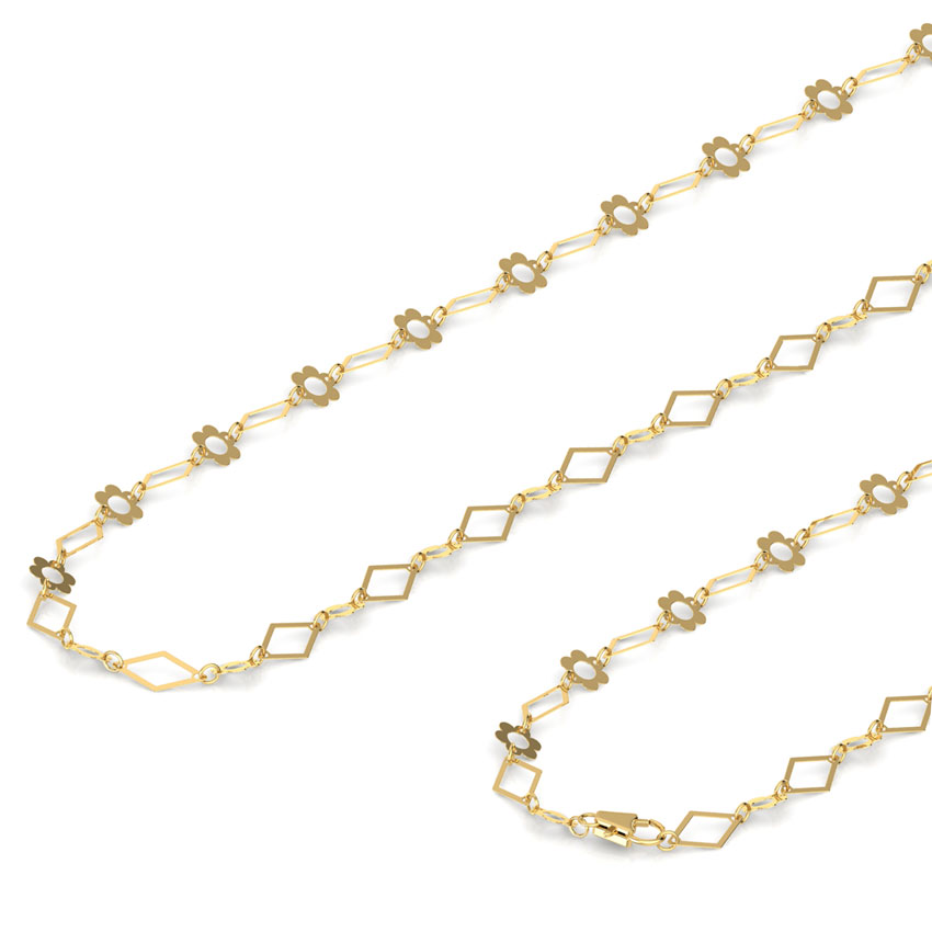 Gold Chains 18 Karat Yellow Gold Bloom Cutout Link Gold Chain