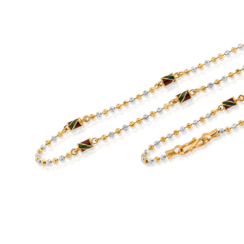 Enamel And Texture Ball Gold Chain