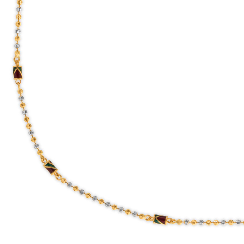 Enamel And Texture Ball Gold Chain