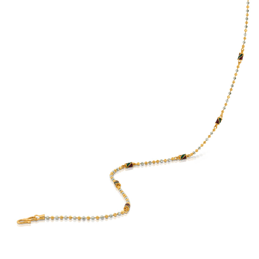 Enamel And Texture Ball Gold Chain