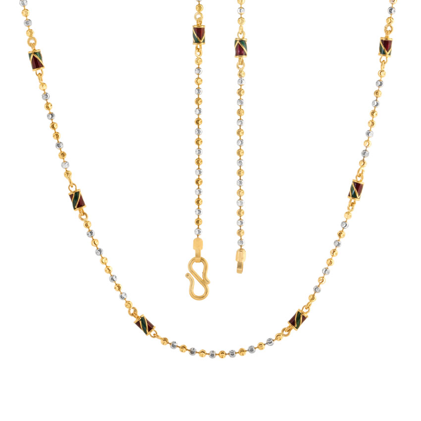 Enamel And Texture Ball Gold Chain