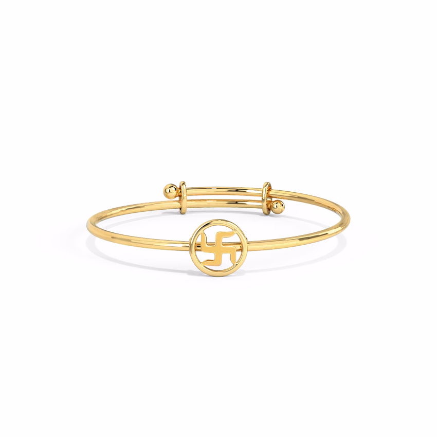 Gold Baby Bangles 14 Karat Yellow Gold Swastik Baby Gold Bangle