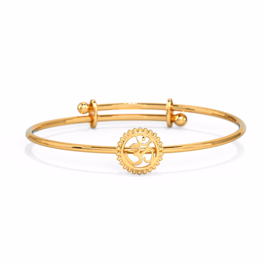Gold Baby Bangles 18 Karat Yellow Gold Ornate Om Baby Gold Bangle