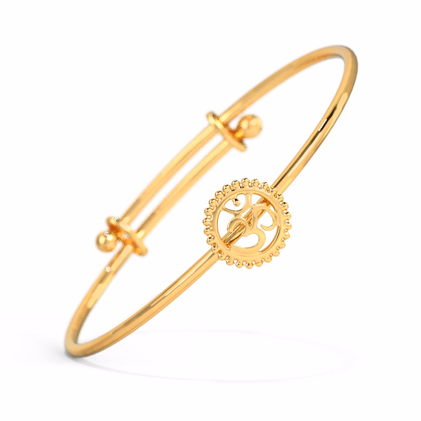 Gold Baby Bangles 18 Karat Yellow Gold Ornate Om Baby Gold Bangle