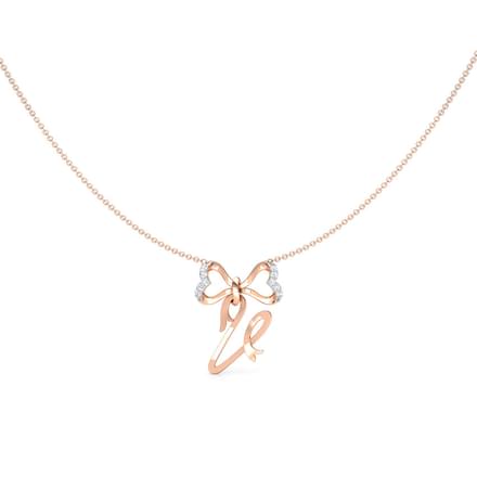 Alphabet V Bow Necklace