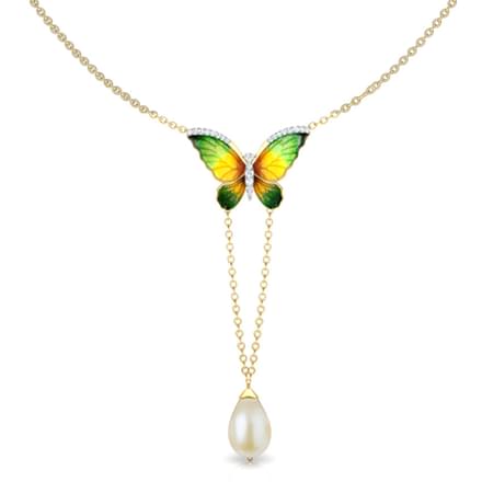V-Drop Green Butterfly Necklace
