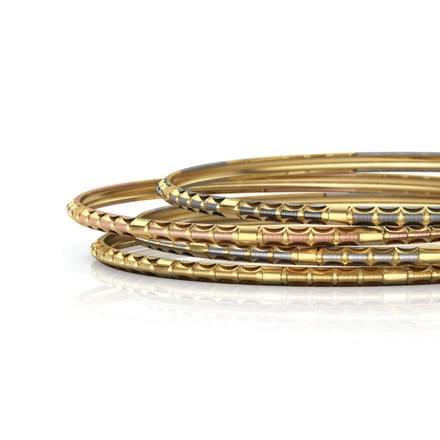 Four Tone Grooved Gold Bangle Set of 4