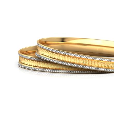 Notch Texture Gold Bangle Set of 2