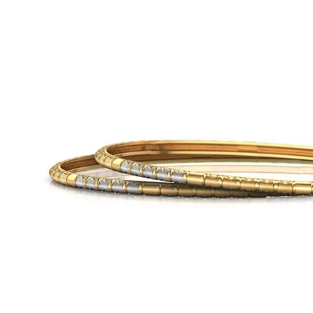 Two Tone Grooved Gold Bangle Set of 2
