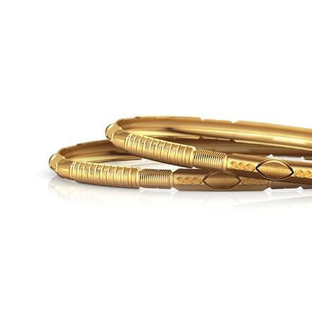 Patterened Gold Bangle Set of 2