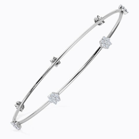 Vera Floral Diamond Bangle Diamond Bangles 14 Karat White Gold Vera Floral Diamond Bangle
