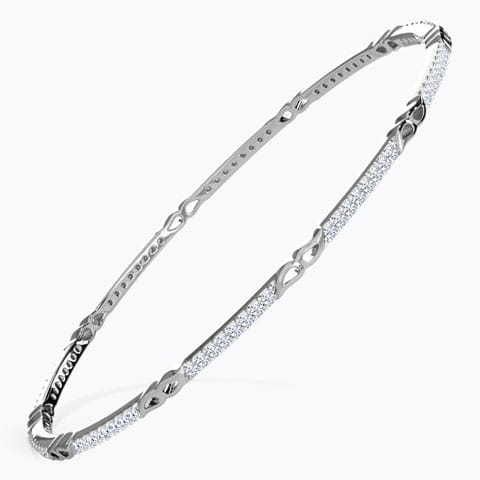 Kaira Paisley Mirror Diamond Bangle Diamond Bangles 14 Karat White Gold Kaira Paisley Mirror Diamond Bangle