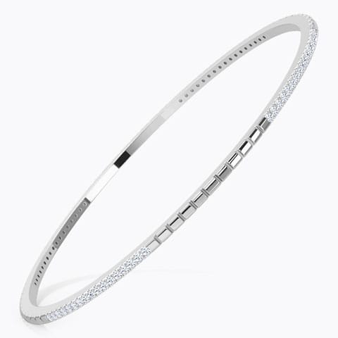 Glenda Textured Diamond Bangle Diamond Bangles 14 Karat White Gold Glenda Textured Diamond Bangle