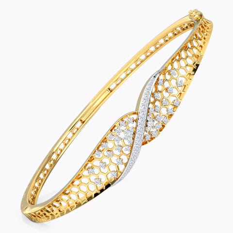 Atara Twist Sparked Diamond Bracelet Diamond Bangles 18 Karat Yellow Gold Atara Twist Sparked Diamond Bracelet