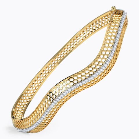 Bina Deep Waved Diamond Bracelet Diamond Bangles 18 Karat Yellow Gold Bina Deep Waved Diamond Bracelet