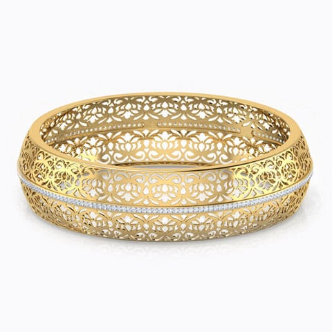 Fola Cutwork Diamond Bangle Diamond Bangles 18 Karat Yellow Gold Fola Cutwork Diamond Bangle