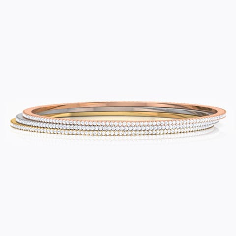 Sheen Diamond Stackable Bangles Diamond Bangles 18 Karat Three Tone Gold Sheen Diamond Stackable Bangles
