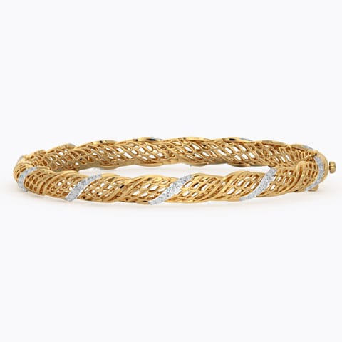 Twirl Diamond Bangle Diamond Bangles 18 Karat Yellow Gold Twirl Diamond Bangle