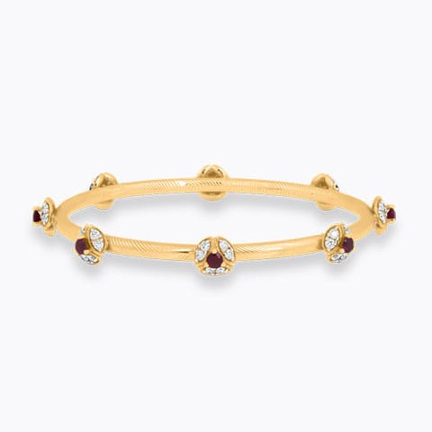 Delightful Bloom Gemstone Bangle Diamond,Gemstone Bangles 18 Karat Yellow Gold Delightful Bloom Gemstone Bangle