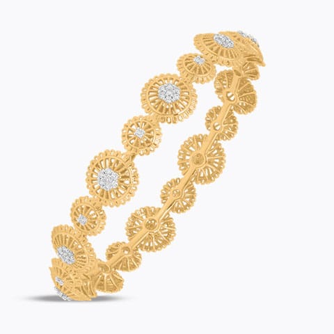Stylish Cluster Diamond Bangle Diamond Bangles 18 Karat Yellow Gold Stylish Cluster Diamond Bangle