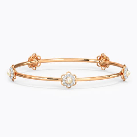Glorious Floweret Diamond Bangle Diamond,Gemstone Bangles 14 Karat Rose Gold Glorious Floweret Diamond Bangle
