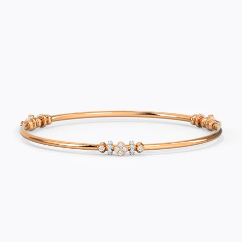 Glinting Clover Diamond Bangle Diamond Bangles 14 Karat Rose Gold Glinting Clover Diamond Bangle