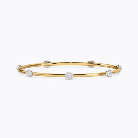 Glittering Florid Diamond Bangle Diamond Bangles 18 Karat Two Tone Gold Glittering Florid Diamond Bangle
