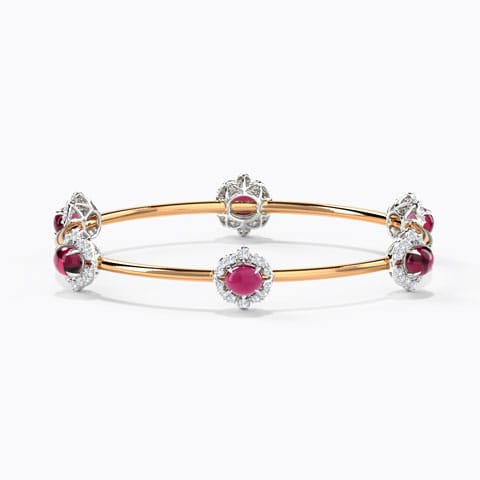 Allure Rosy Gemstone Bangle Diamond,Gemstone Bangles 18 Karat Two Tone Gold Allure Rosy Gemstone Bangle