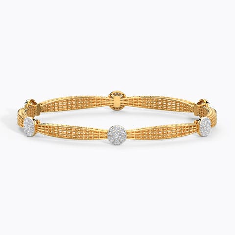 Mesh Cluster Diamond Bangle Diamond Bangles 14 Karat Yellow Gold Mesh Cluster Diamond Bangle