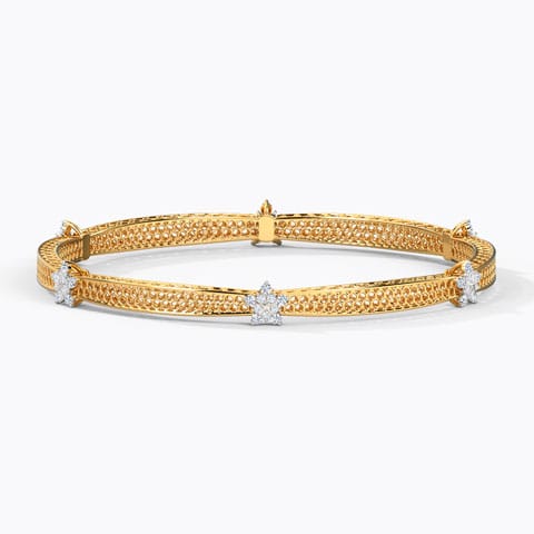 Blossom Mesh Diamond Bangle Diamond Bangles 14 Karat Yellow Gold Blossom Mesh Diamond Bangle