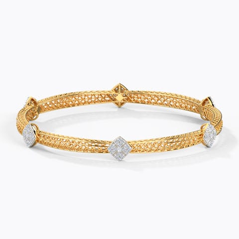 Glitter Mesh Diamond Bangle Diamond Bangles 14 Karat Yellow Gold Glitter Mesh Diamond Bangle