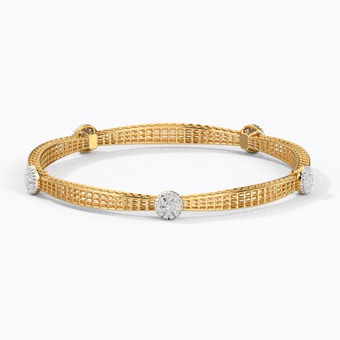 Orb Mesh Diamond Bangle Diamond Bangles 14 Karat Yellow Gold Orb Mesh Diamond Bangle