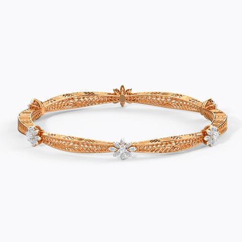 Daisy Mesh Diamond Bangle Diamond Bangles 14 Karat Rose Gold Daisy Mesh Diamond Bangle