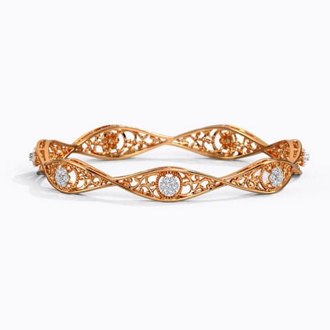Twiz Diamond Bangle Diamond Bangles 14 Karat Rose Gold Twiz Diamond Bangle