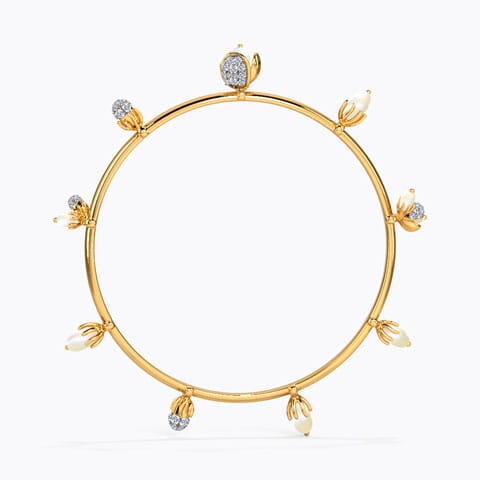 Swaying Pearl Bangle Diamond,Gemstone Bangles 14 Karat Yellow Gold Swaying Pearl Bangle