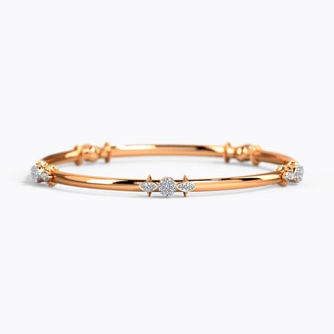 Round Geo Diamond Bangle Diamond Bangles 14 Karat Rose Gold Round Geo Diamond Bangle