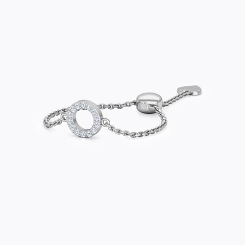 Hoop and Heart Diamond Flexi Ring Diamond Adjustable Rings 14 Karat White Gold Hoop and Heart Diamond Flexi Ring