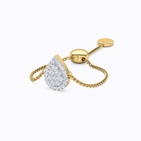 Drop Diamond Flexi Ring Diamond Adjustable Rings 14 Karat Yellow Gold Drop Diamond Flexi Ring