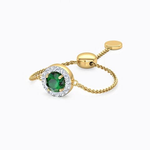 Halo Flexi Gemstone Ring Diamond,Gemstone Adjustable Rings 14 Karat Yellow Gold Halo Flexi Gemstone Ring